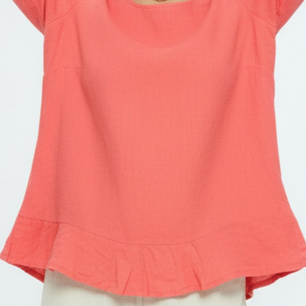 Match Point USA 100% Linen Ruffle Bottom Top - Picture 13 of 15